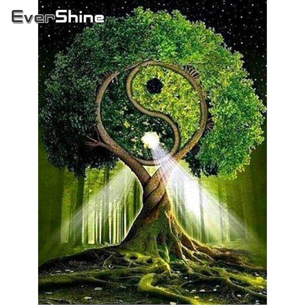 EverShine DIY 5D Diamond Mosaic Full Layout Tree Diamond Painting Rhinestones Cross Stitch Diamond Embroidery Full Set Scenery