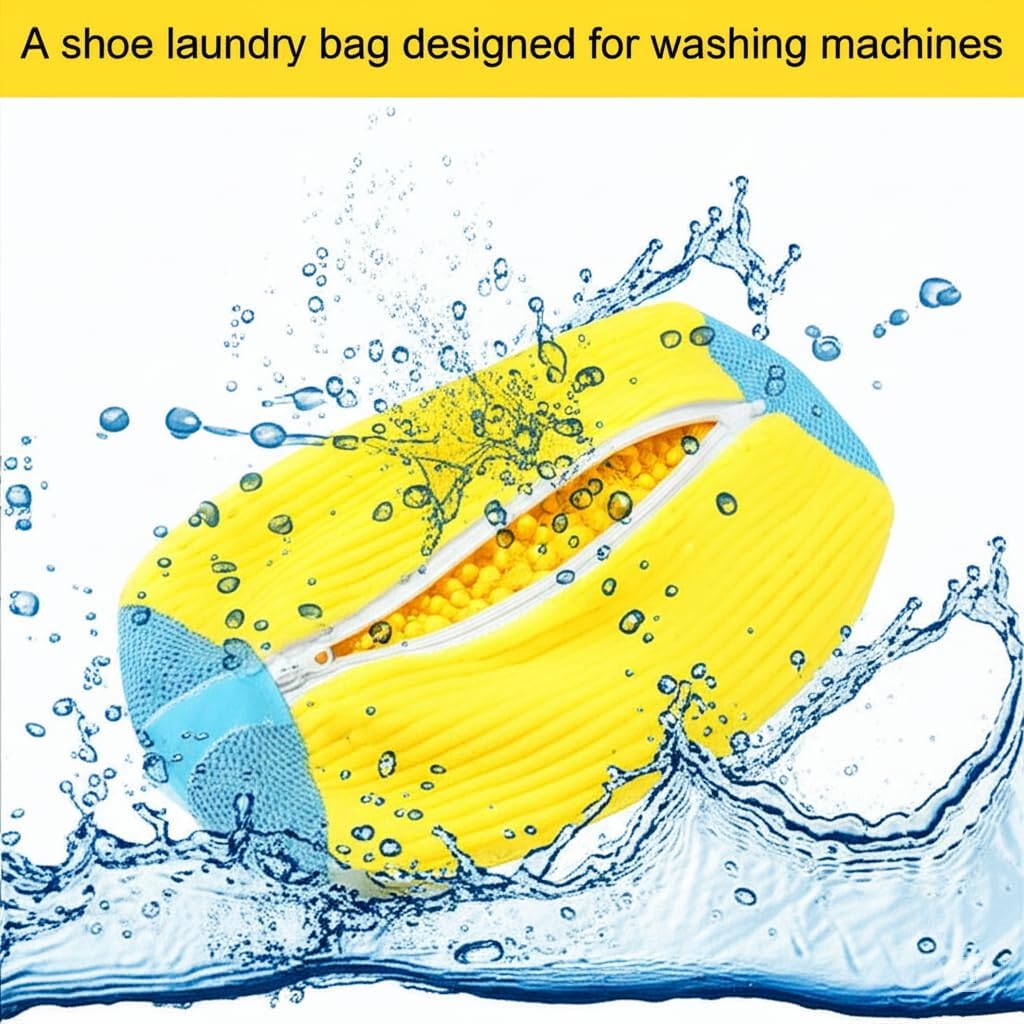 Durable Mesh Shoe Wash Bag with Zipper Rich Fluff Inside Protects Sneakers Casual Shoes in Washer Dryer Travel Storage Organizer