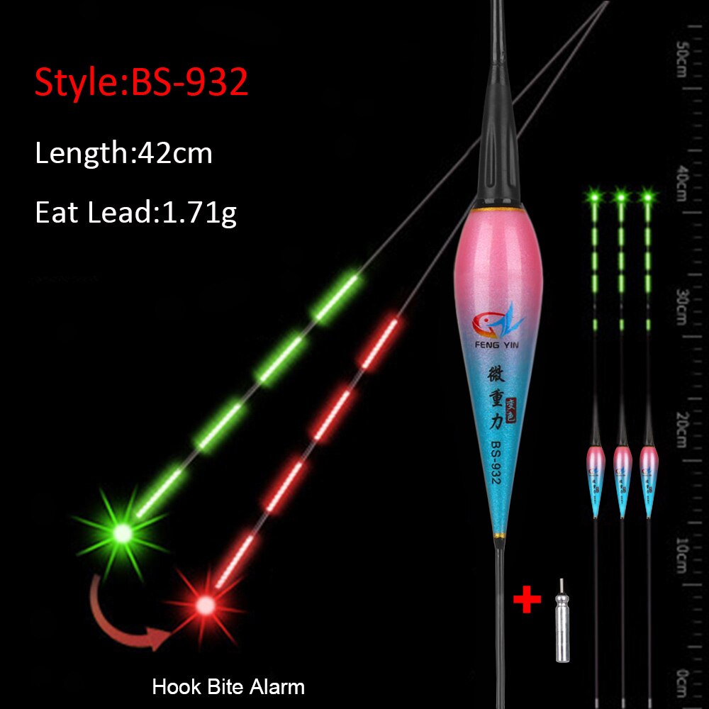 Smart Fishing Float Bite Alarm Fish Bite Aas Led Automatic Night Elektronische Veranderen Boei Strike Intelligente Vissen Acce: BS-932