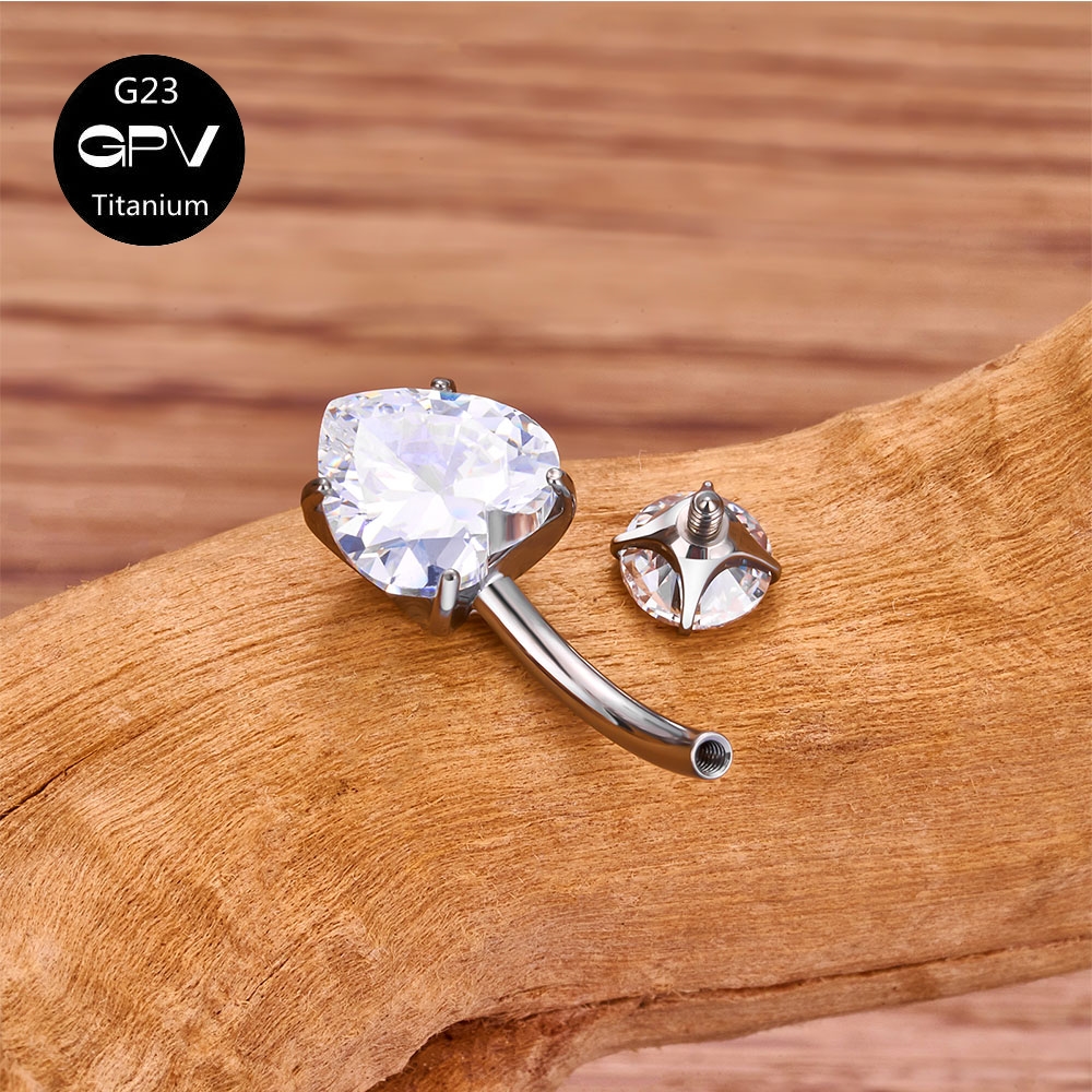 G23 uñas para ombligo con circonita en forma de corazón, grado de implante de titanio, joyería clásica para Piercing para mujer, anillo para ombligo