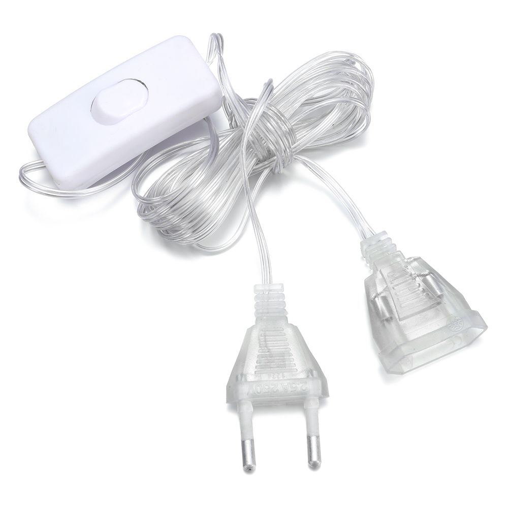Rallonge électrique transparente ue, 220V, câble de commutation Standard ca pour guirlande lumineuse LED, décoration de lampe de noël: 1