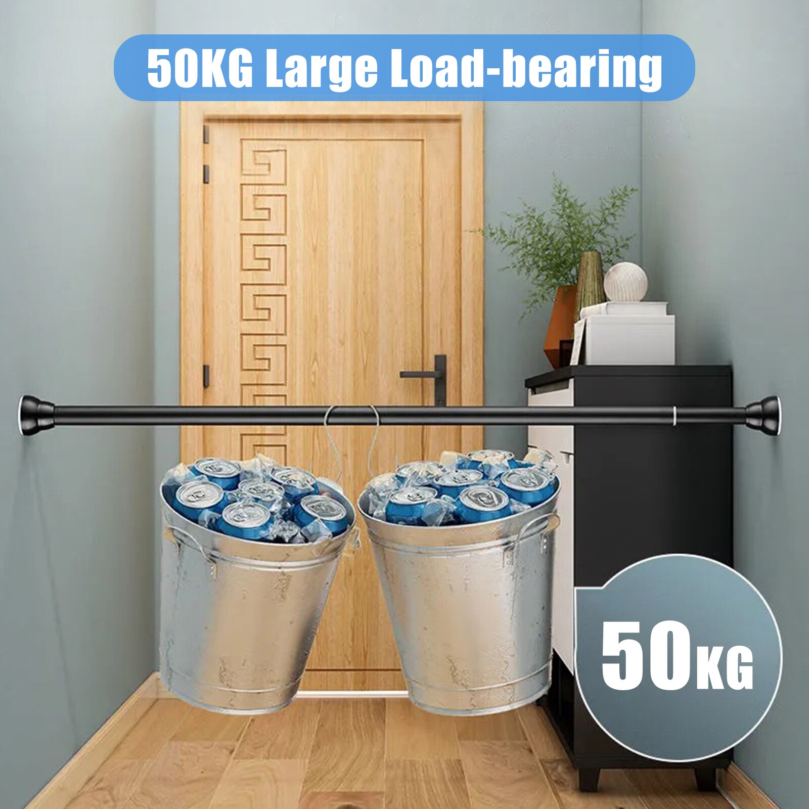 Non-Slip Spring Tension Curtain Rod Expandable Curtain Rod No Drilling Bath Closet Hanging Pole for Windows Shower Bathroom