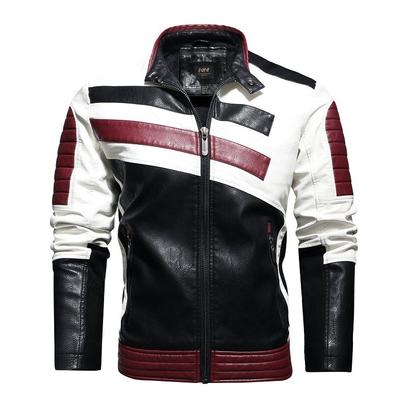 Giacca da moto in pelle cappotto invernale spesso colletto in piedi lavato giacche da moto tempo libero moda abbigliamento in pelle per uomo