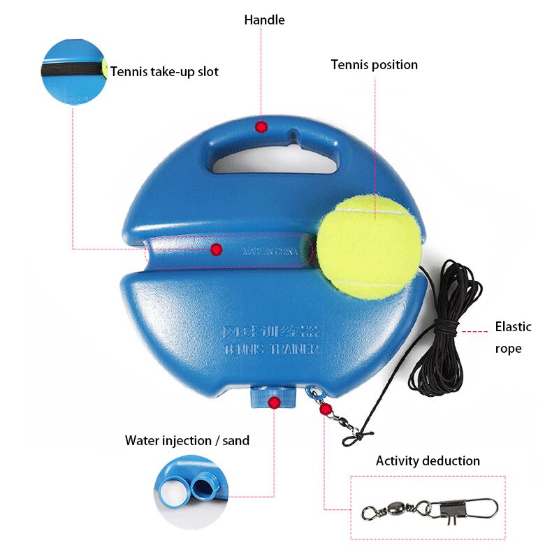 Pelota de rebote para entrenador de tenis con tablero de base de cuerda, amortiguador de tenis para autoestudio, herramienta de entrenamiento, equipo de ejercicio