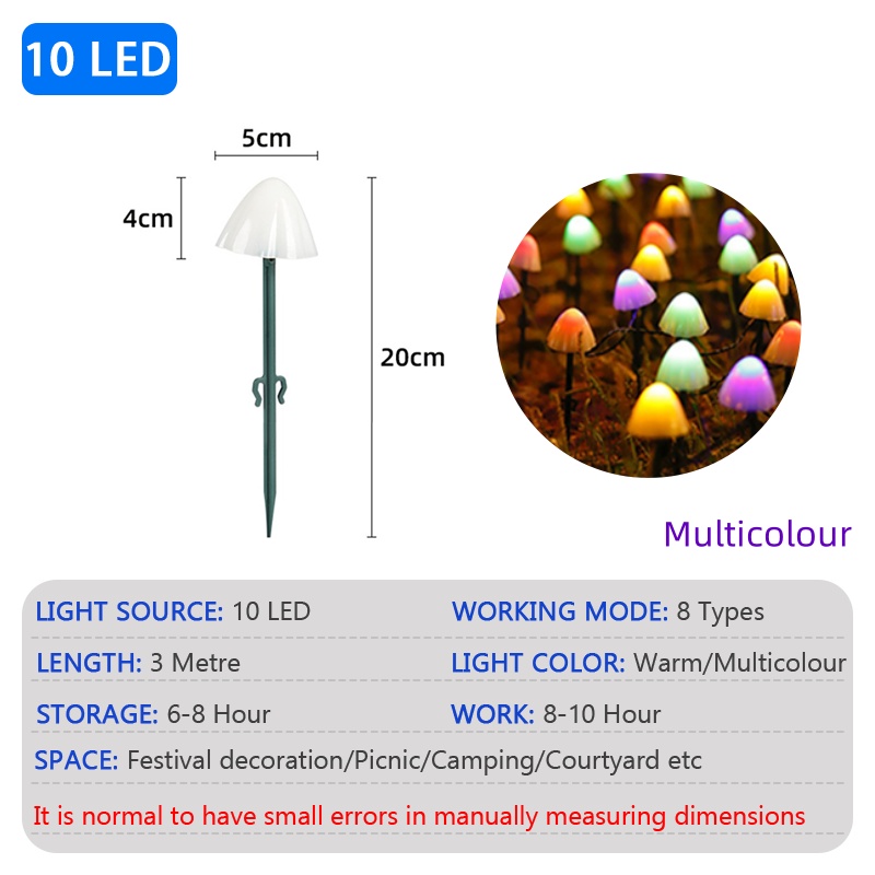 Lámpara LED solar para césped con forma de seta, impermeable, para exteriores, 8 modos, camino de hadas, paisaje, patio, terraza, jardín, cadena de luces decorativas: Verde