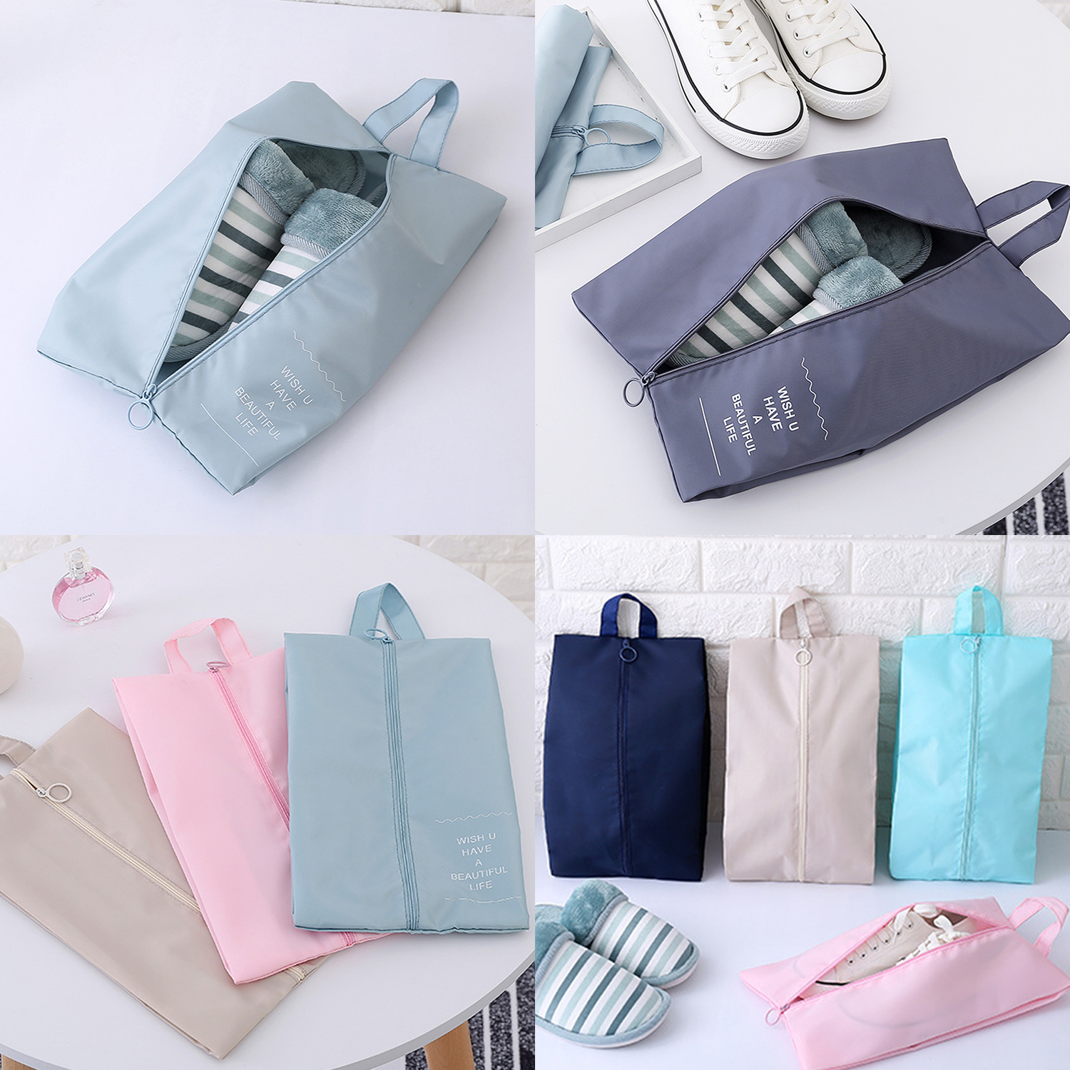 Reise Aufbewahrung tasche Schuhe Reise Verpackung Würfel Unterwäsche Kleinigkeiten Finishing multifunktion ale wasserdichte tragbare Reiß verschluss Schuh tasche