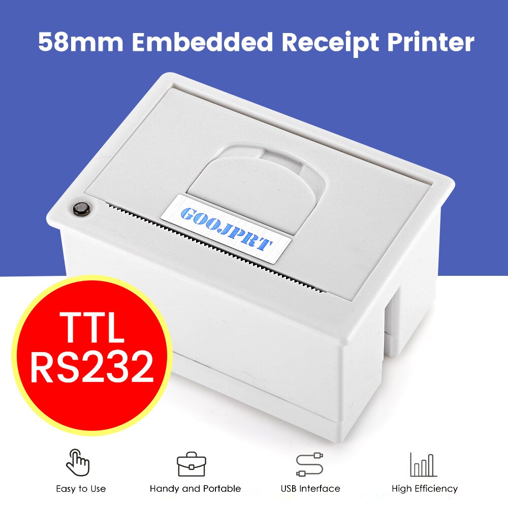 GOOJPRT QR204 2 inch Portable Super Mini Embedded Printer Low Noise Receipt Bill Thermal Printer USB Port RS-232, TTL Printer
