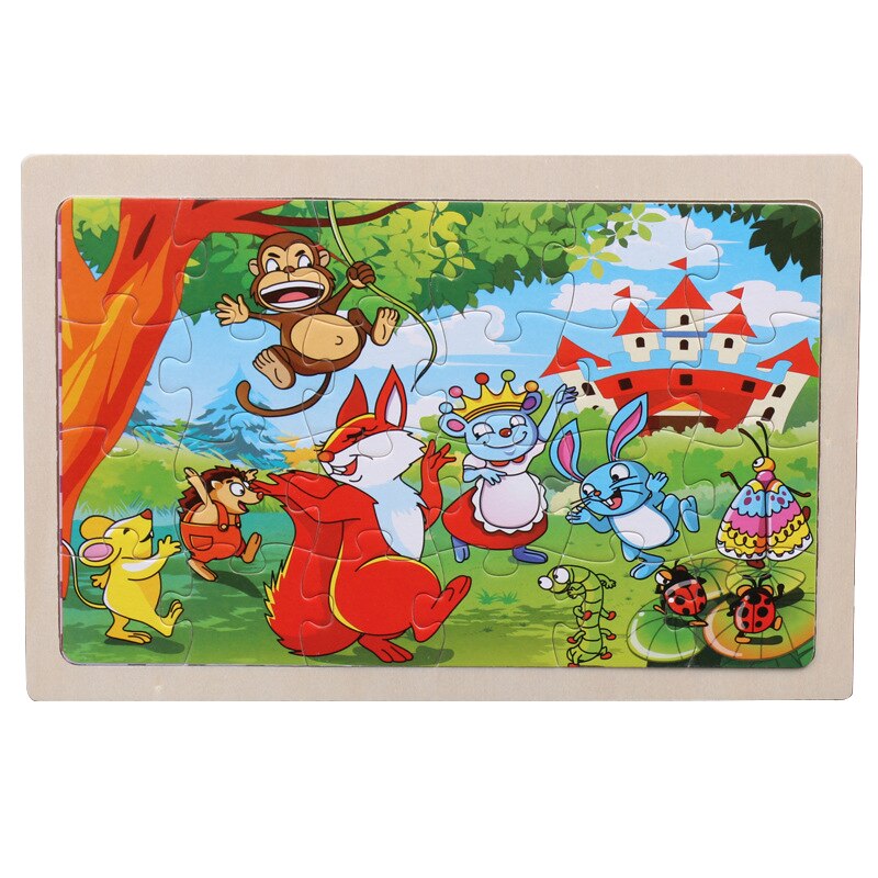 24 Pcs Kids Wooden Puzzle Toy Cartoon Animal Baby Wood Puzzles Jigsaw Educational Learning Toys For Children: 18