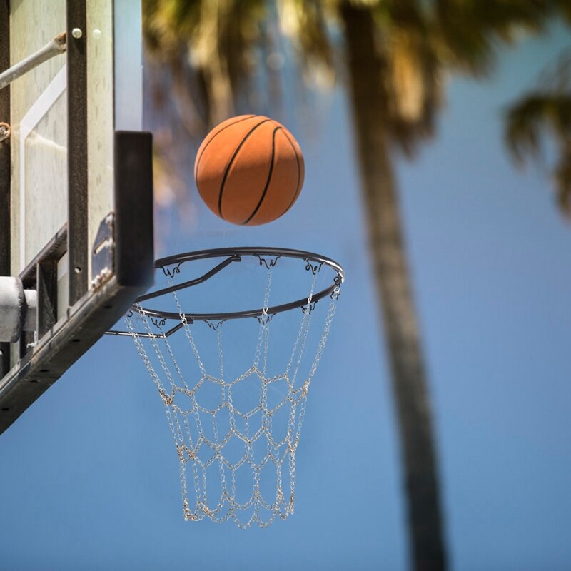Basketball-klassiker, sport-basketballnetz aus stahlkette, outdoor-basketball-zielnetz aus verzinkter stahlkette, langlebig