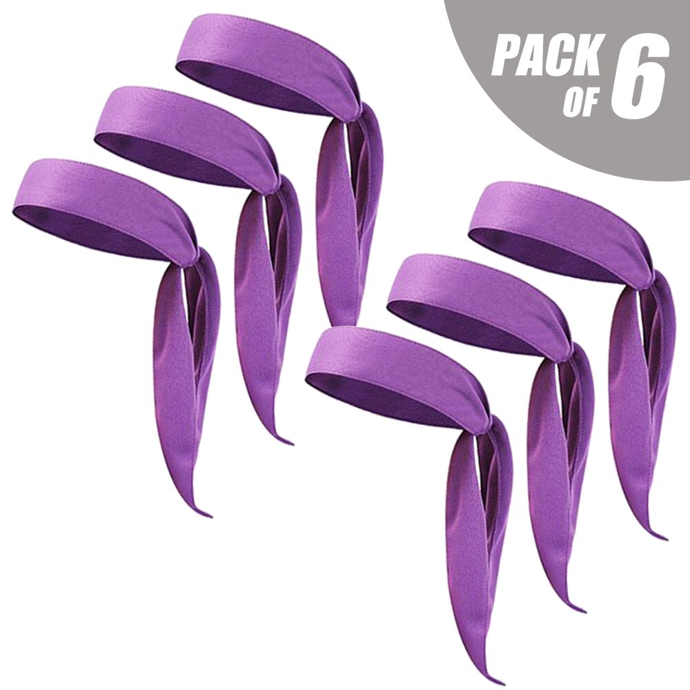 6pcs Sports Head Ties Non-Slip Headbands Sweatbands Bandana for Women Men Running Cycling Basketball Tennis mens headband: Purple