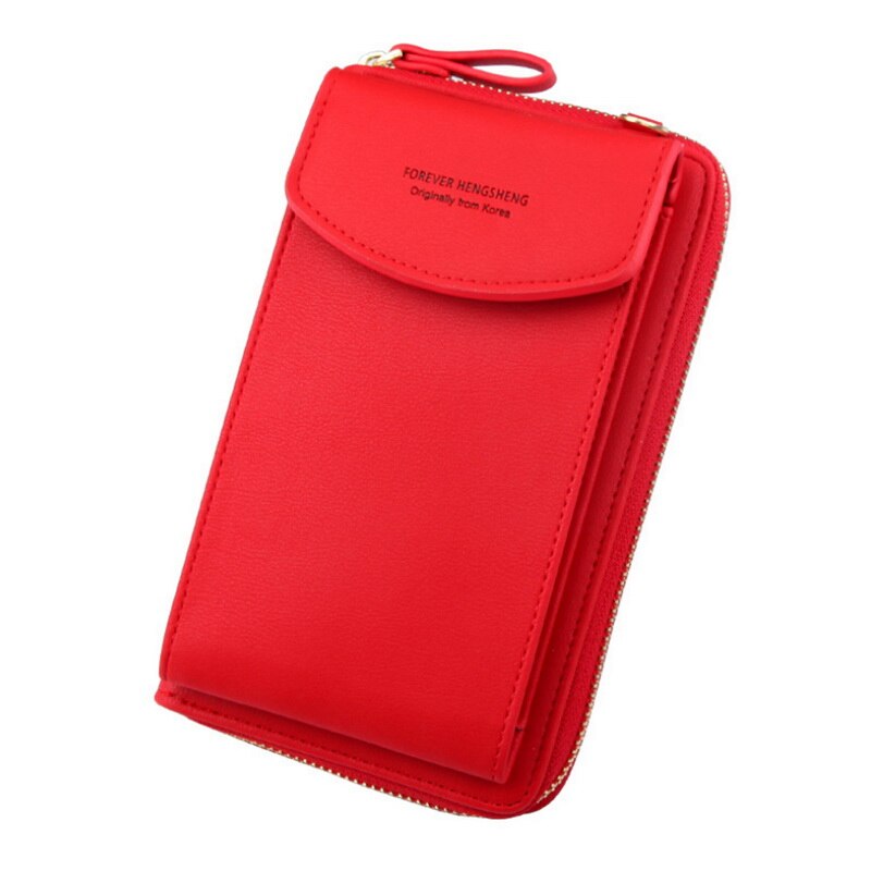 Women Wallet Brand Cell Phone Wallet Big Card Holders Wallet Handbag Purse Clutch Messenger Shoulder Straps Bag: Red