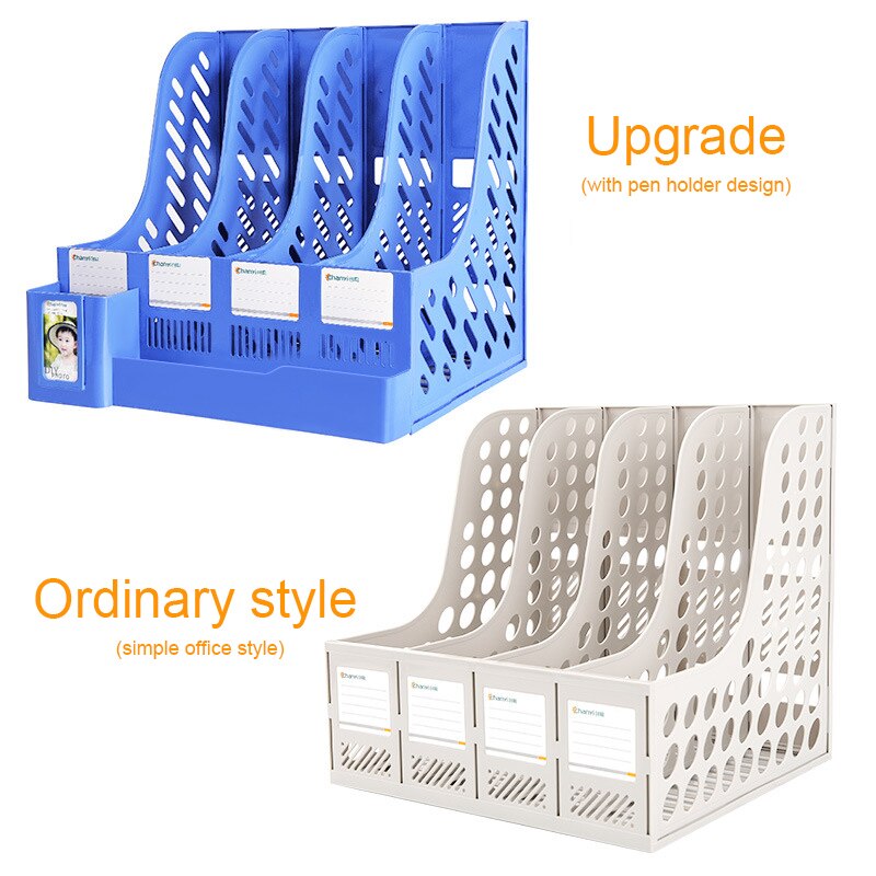 4-column File Rack Frame Book Stand Bookshelf File Basket Office Supplies Simple Desk Top Folder Storage Box Desk Organizer