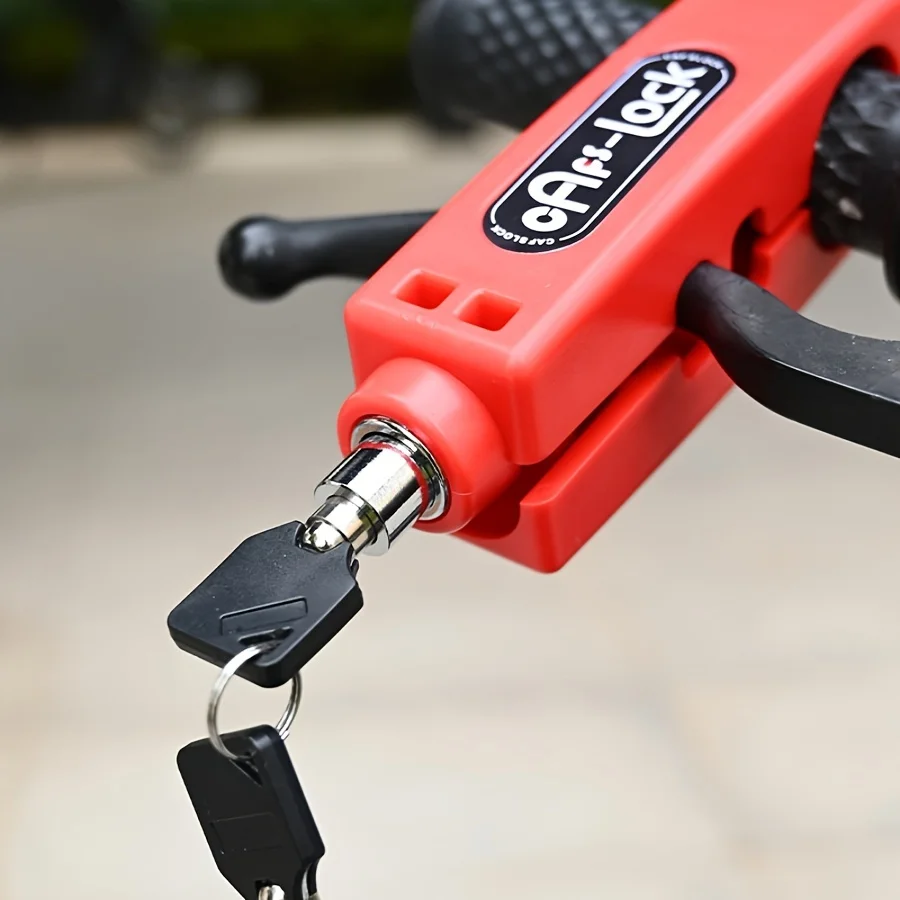 Mini Electric Vehicle Bike Anti-Theft Lock Set Bicycle Brake Handlebar Grip Cycling Horn Throttle Lock for Scooter Motorcycle: Red