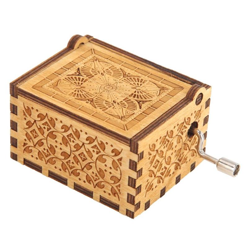 Antique Wood Music Box Hand Cranked Musical Case Home Retro Ornament Original Manual Crank Music Box Exquisite Appearance: 3
