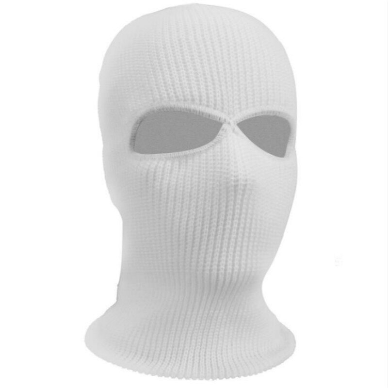 Vinter balaclava 2/3 skrog helmaske lokk strikking motorsykkel ansiktsskjerm utendørs ridning ski fjellklatring hodetrekk: Hvit