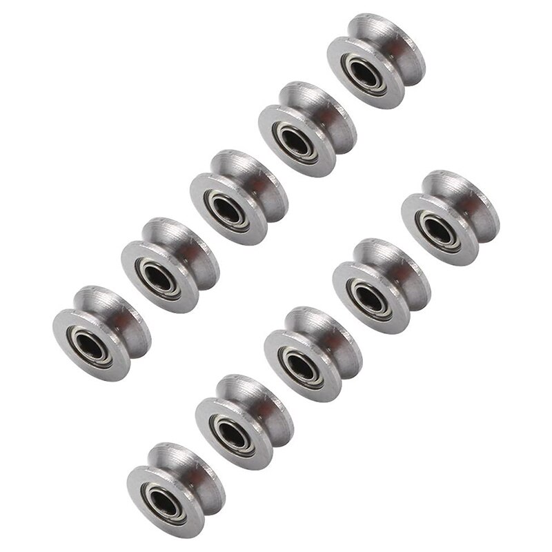 20Pcs U Groove Bearing U624ZZ Carbon Steel Durable V Groove Ball Bearing Pulley for Rail Track Linear Motion Systems