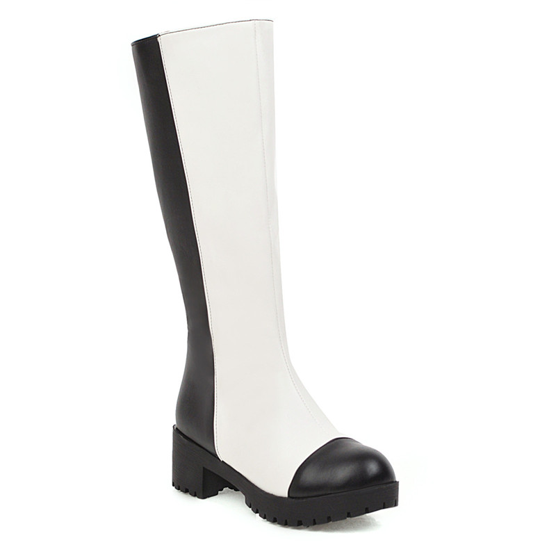 MORAZORA offre spéciale pu cuir genou bottes hautes simple med talons bout rond hiver garder au dames chaussures femmes bottes