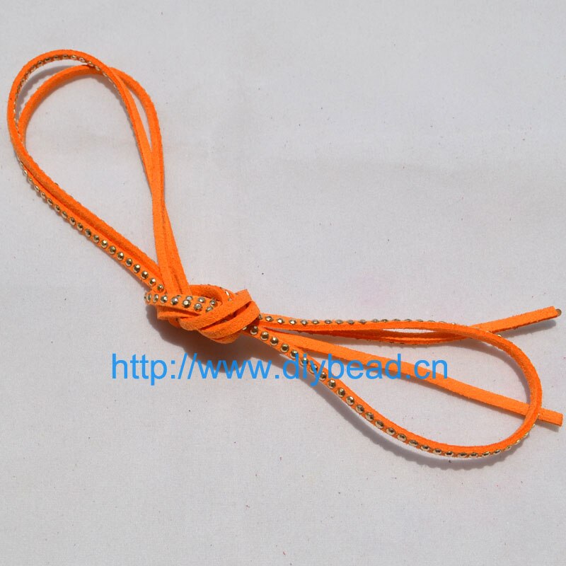 DIY Handwerk Echtem 5m mix Farben Weiche Lederband Mit Strass Neue Stil Punk Wildleder Spitze Samt Gewinde Cords taille Gürtel: Orange