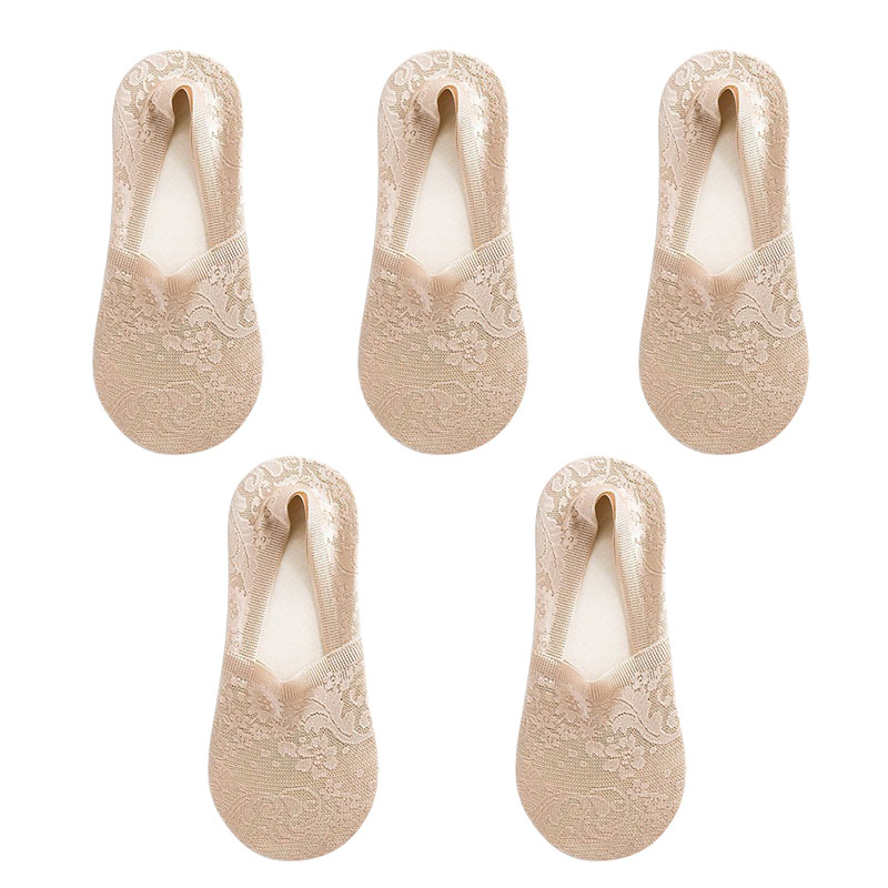 5 par/lote calcetines de mujer calcetines náuticos verano transpirable silicona antideslizante fino Invisible tobillo calcetín transparente corto Sox: Lavanda