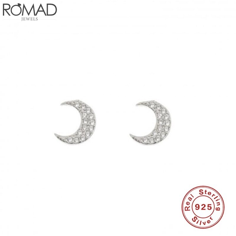 Boucles d'oreilles en argent Sterling 925 | Petites boucles d'oreilles rondes pour filles, Cartilage, oreille, clou, femme géométrique lune aretes R5: Shape 6