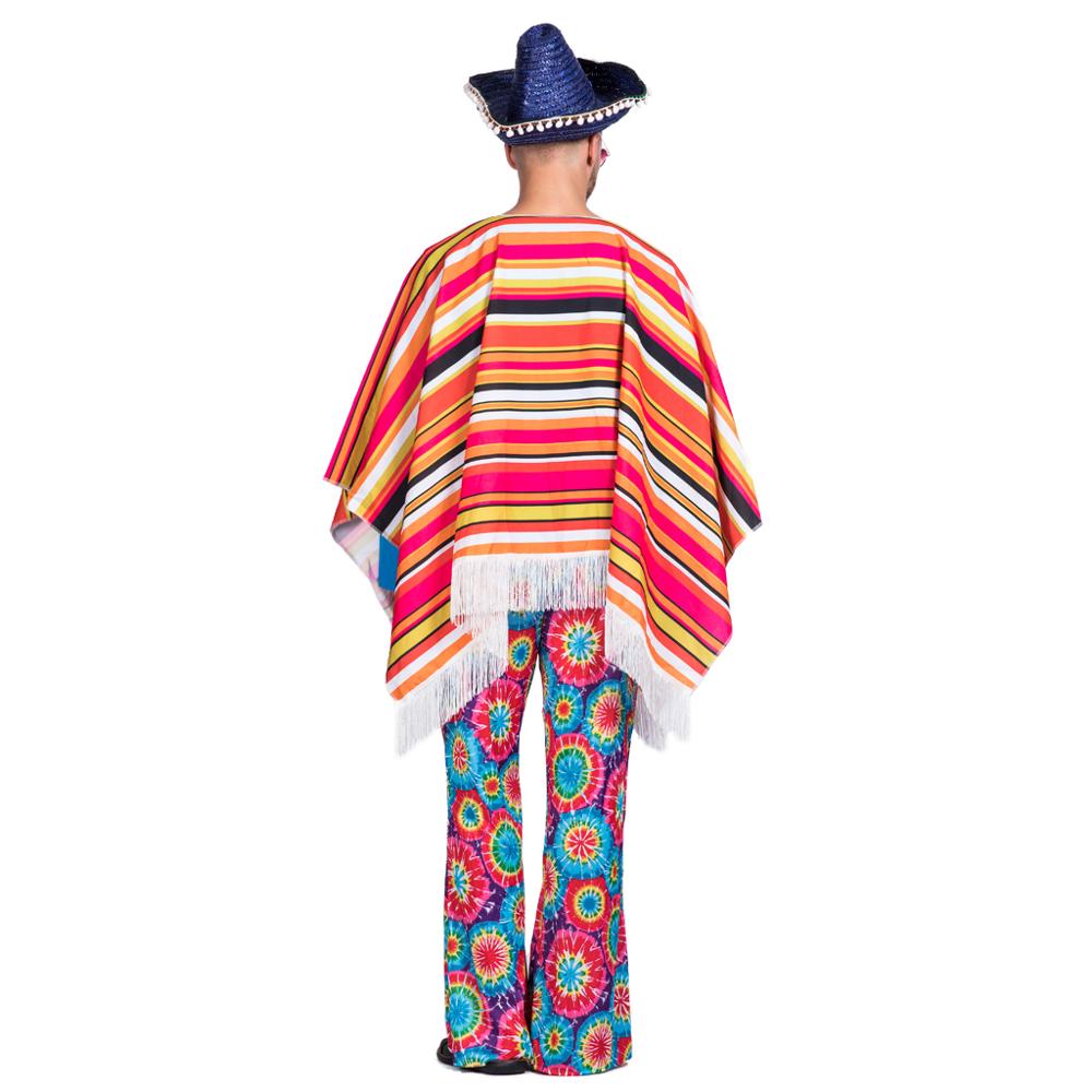 Menn meksikansk poncho ville vesten cowboy kostyme karneval fest voksen mann banditt antrekk teppe klær halloween kostymer