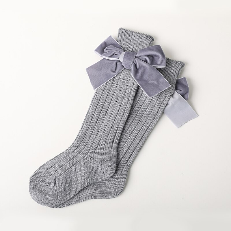 Focusnorm Baby Meisjes Jongens Gebreide Warme Kniekousen Strik Anti-Slip Mid Lange Sokken Knie Hoge Buis Zacht katoen Lange Sokken: Donkergrijs / M for 2 to 4Years