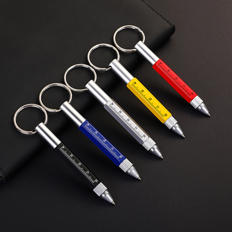 6 In 1 Multi Tools Function Pen Key Ring Screwdriver Pen with Ruler Screen Touch Pencil Unique Gadget Metal Pens