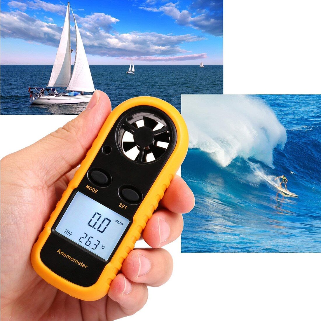 Anemometer Thermometer GM816 Wind Gauge Meter Windmeter 30 M/s Lcd Digitale Hand-Held Tool Met Thermometer