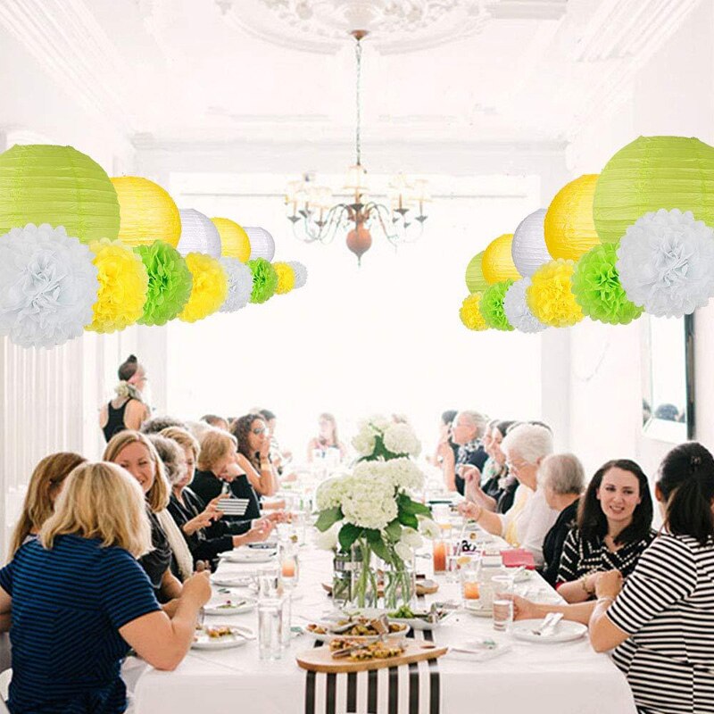 DIY Baby Shower Festival Party Supplies Wedding Birthday Tissue Paper Pom-poms Flower Ball Lanterns Set Decoration