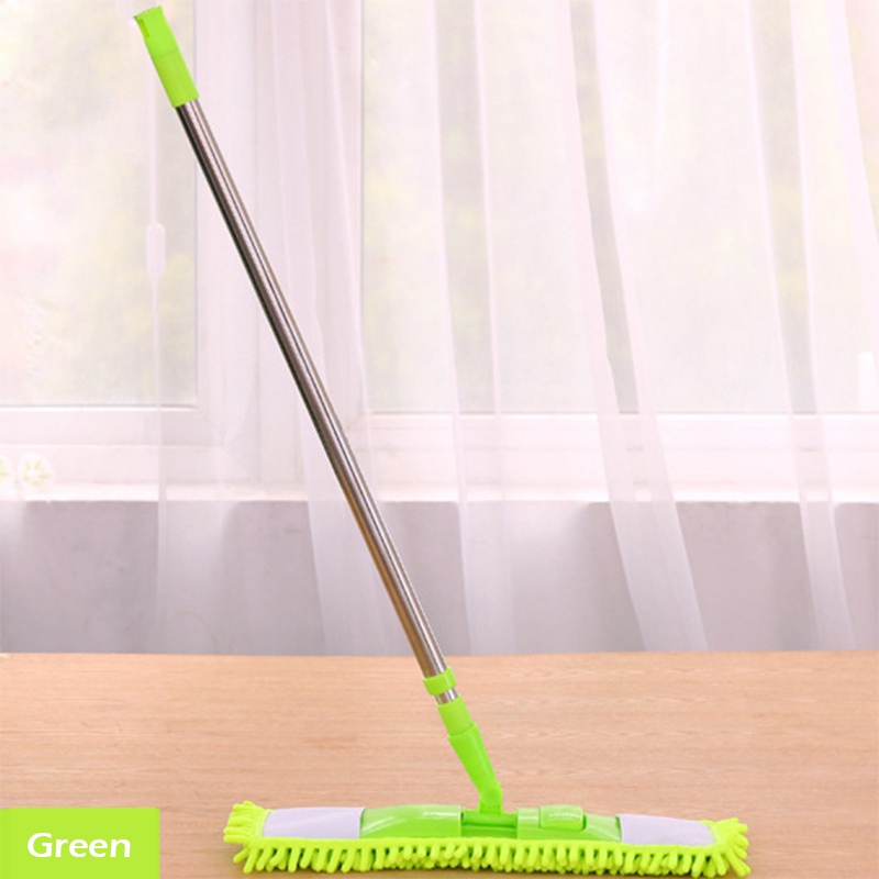 Husholdnings chenille flad moppegulv mopper støvvisker 360 grader til trækeramiske fliser hjem rengøringsværktøj stærk vandabsorption: Grøn