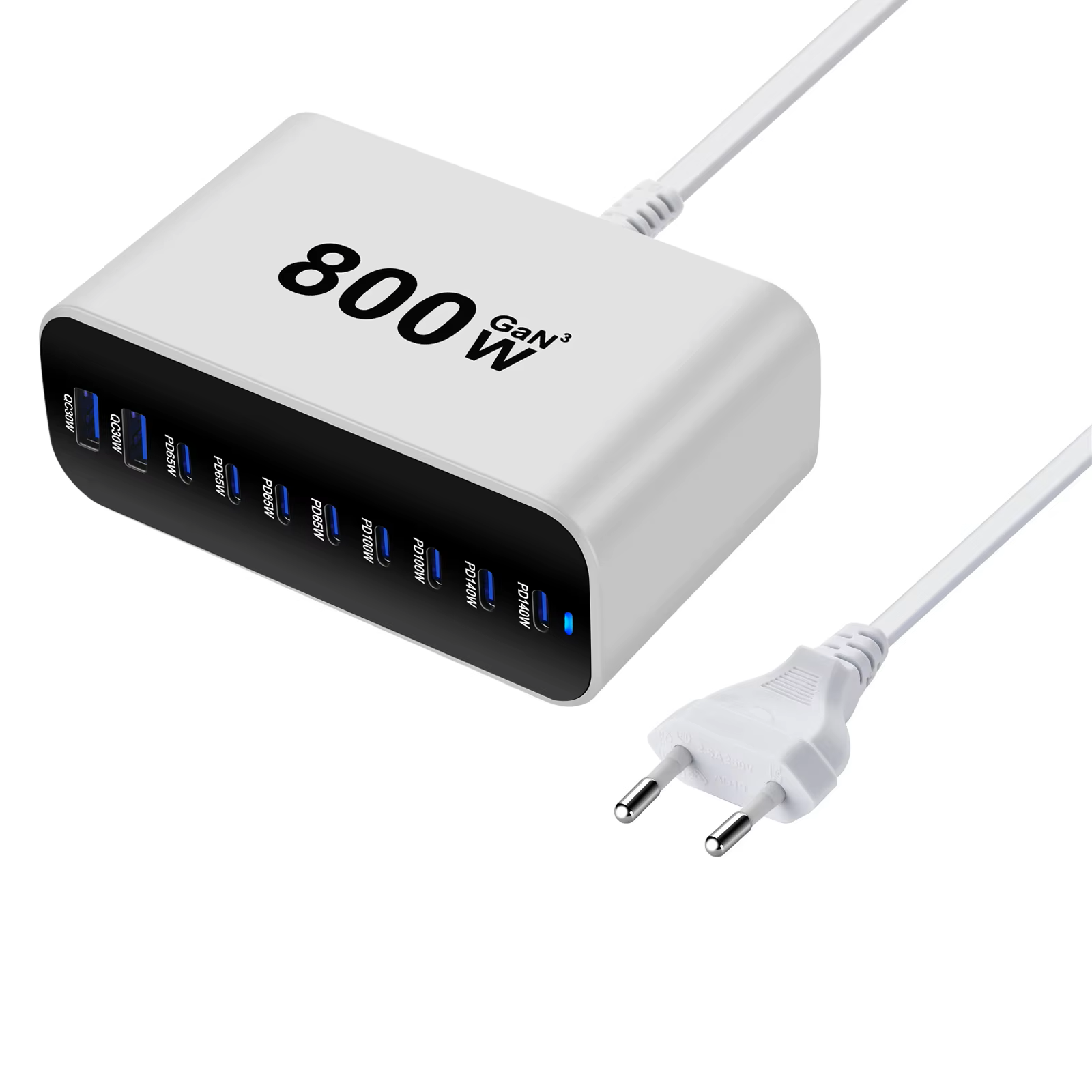 800w 8 c 2a usb c laddare bärbar laddningsstation med 10- portar bordsladdare för mobiltelefoner surfplattor och mer: Il