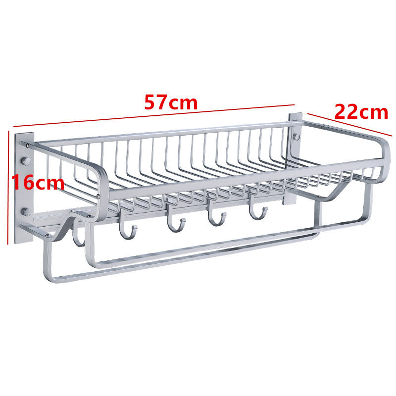 Towel Rack Aluminum Wall Mounted Nail Punched Towel Holder Black Matte Towel Hanger Bathroom Accessories Bath Hardware 57cm