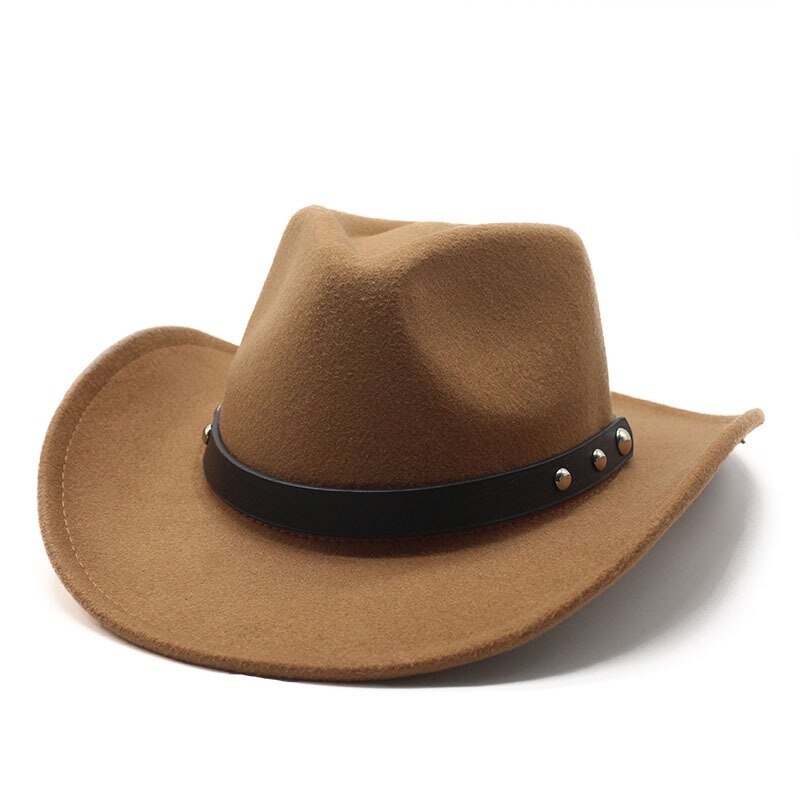 Punk estilo ala vaquera vaquero del Oeste se Jazz tapa CABALLERO DAMA Sombrero Hombre Cap: light brown