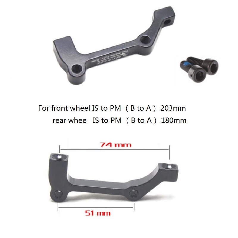 Soporte de freno de disco de bicicleta de montaña, adaptador de freno de disco para bici de montaña, delantero y trasero, 140, 160, 180, 203mm: IS to PM--F203 R180