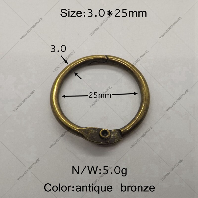 Tillverkare direktförsäljning brunn antik brons bok ring 10 st per förpackning samlingsring nyckelring multipurpose ring: 25mm