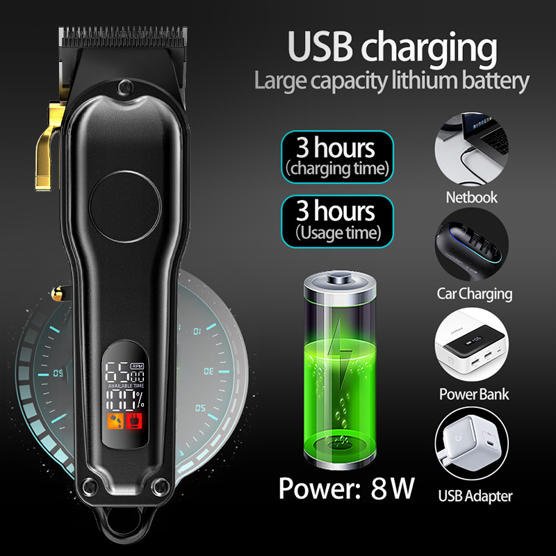 Kikido Tondeuse Snoerloze Haarsnijmachine Verstelbare Kapper Elektrische Trimmer Digitale Display Clipper Voor Mannen