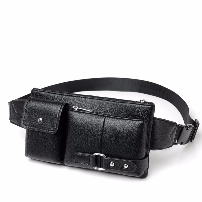Qiuyin coréen Premium sac hommes/homme/Murse taille sac en cuir sac à main poitrine ceinture Bum sac Sport Pack pochette zippée sac à main de voyage