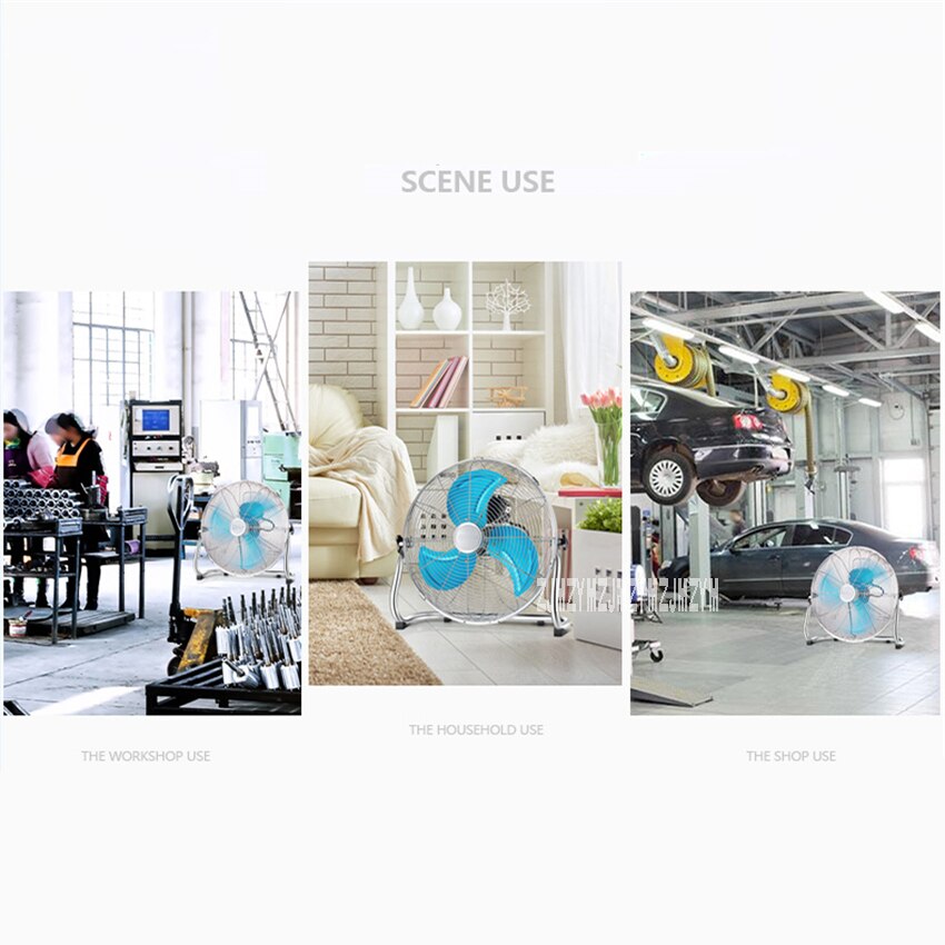 FE-40 16inch Industrial Electric Fan Household 3 Gear Adjustment Floor Fan Aluminium Leaf Large Wind 1200rpm Stand Fan 220V