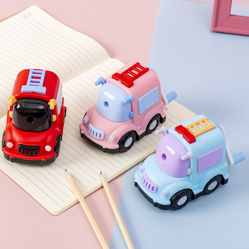 Sacapuntas automático con forma de coche de dibujos animados para estudiantes, papelería, bonito sacapuntas