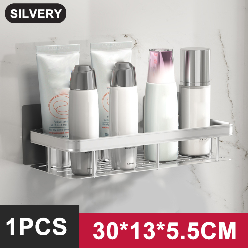 Keukenopslag badkamerplanken Organisator Aluminium Doucheplank Accessoires Shampoo Rek multi-scenario Geen boorplank: Paars
