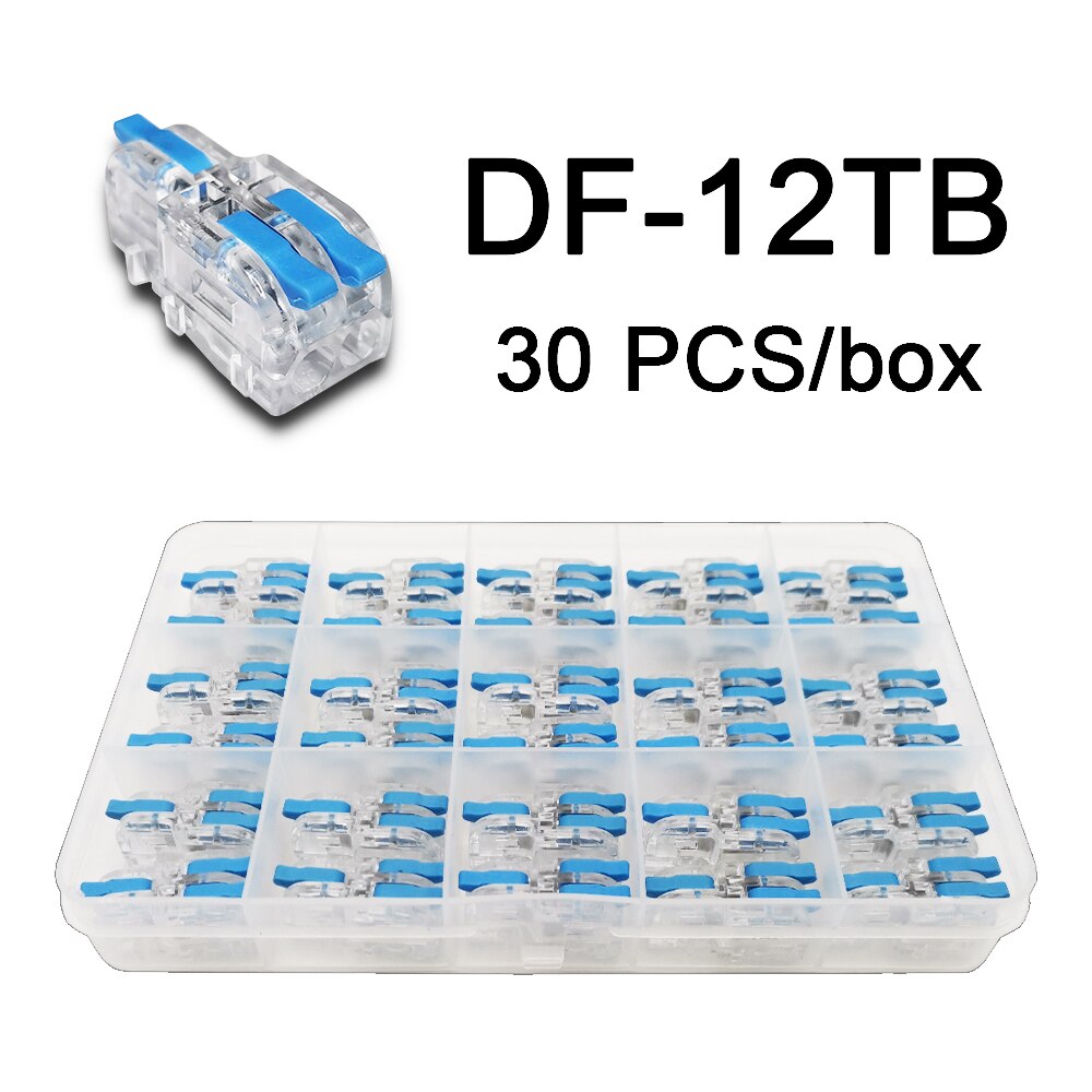Mini Fast Boxed Wire Connector DF-12/13/14/15 Compact Conductor Spring Wiring Connector Conductor Push-in Terminal Block: 12 TB 30PCS