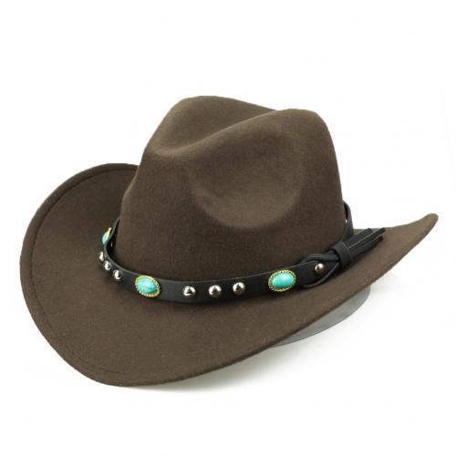 remache enrolladas de ala ancha vaquera vaquero del oeste Sombrero Jazz tapa caballo Sombrero de Cowboy del oeste de clásico Sombrero: Marrón