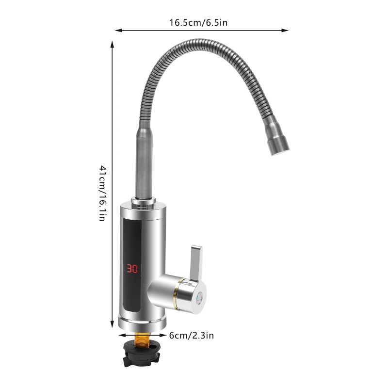 3000W Instant Water Heater Tankless Heaters Kitchen Electric Water Tap Bathroom Heating Stainless Steel Faucet