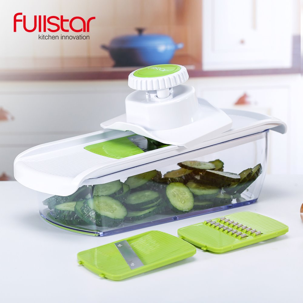 Cortador de vegetales Fullstar, hoja de acero, cortador de mandolina, pelador de zanahorias, queso, rallador, rebanador de vegetales, accesorios de cocina
