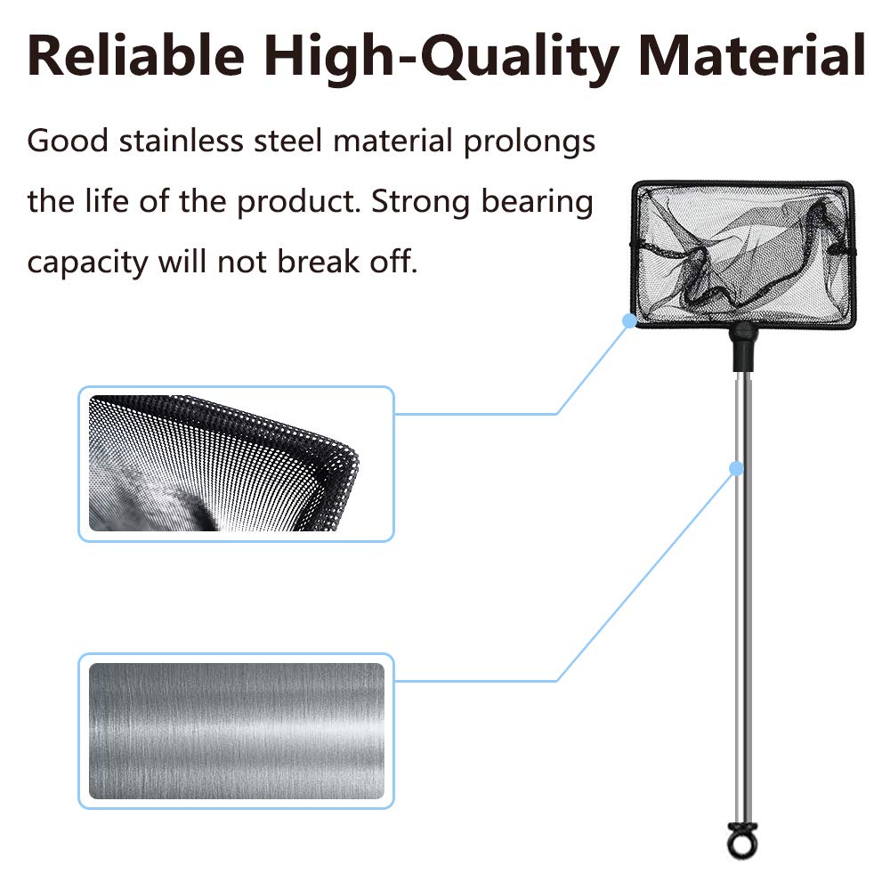 3 Inch Telescopic Aquarium Net Fine Mesh Small Fishnet with Extendable Stainless Steel Handle