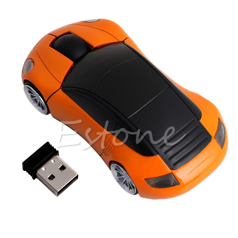 Computer Accessories 2.4GHz 3D Optical Wireless Mouse Mice Car Shape Receiver USB For PC Laptop: Orange