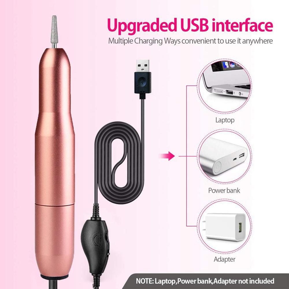 YBLNTEK-máquina pulidora eléctrica para uñas, con carga USB, para manicura y pedicura, para salón de casa