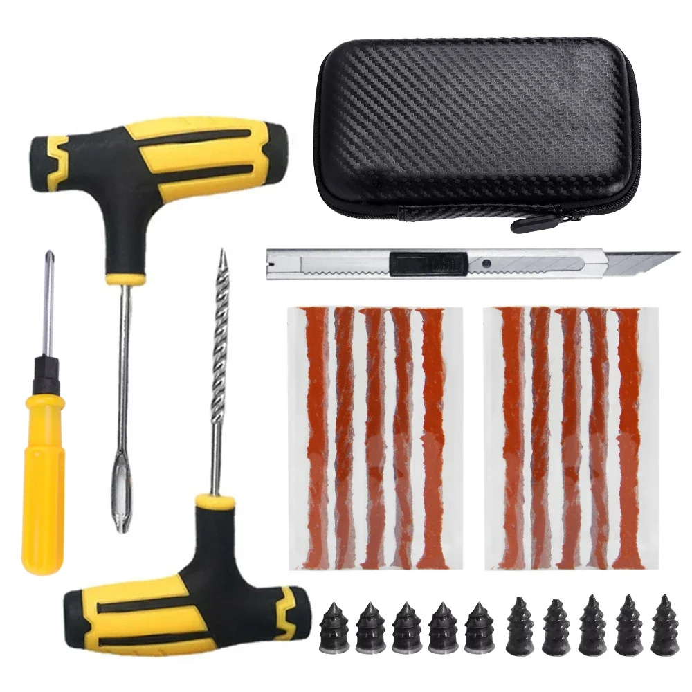 Reparatieset voor motorfietsbanden Autopannen Plug Gereedschap Bandenpunctie Noodsituatie voor bandenstrips Roeren Lijm Reparatieset