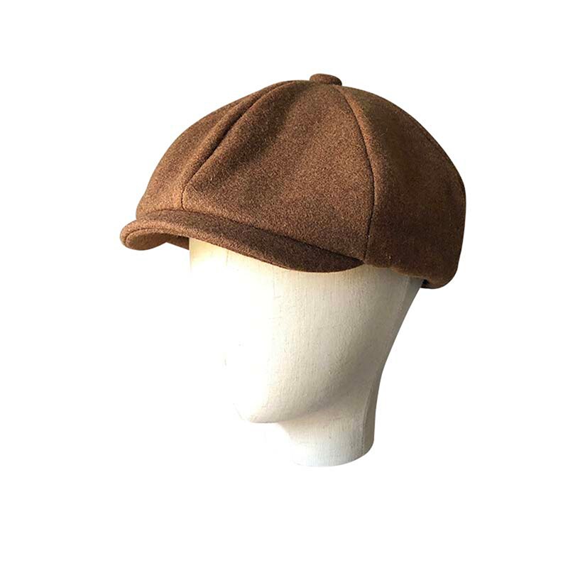 Chapeau en laine de chameau noir pour homme et femme, casquette à chevrons Tweed, octogonale, rétro, plat, collection hiver , BLM65: Orange / M  56-58CM