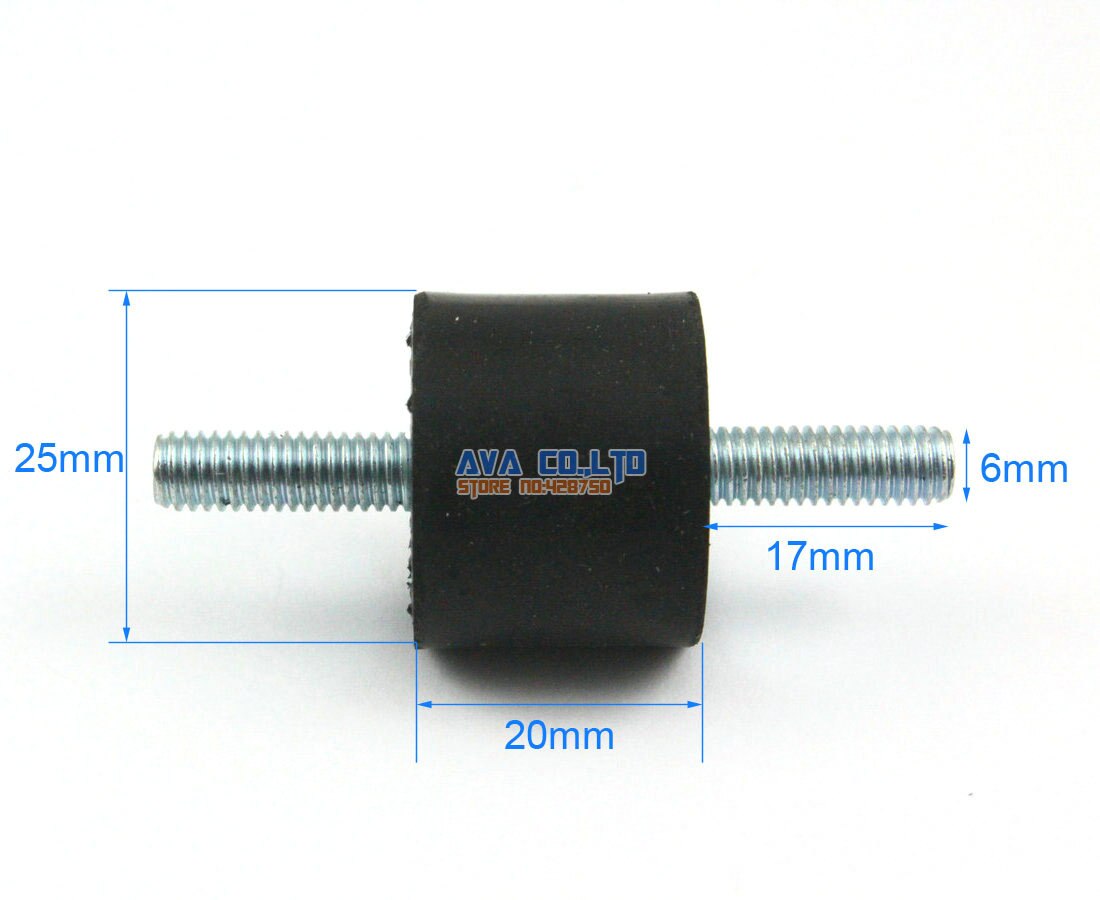 thumbnail interactive-video image 1 of 10Pcs 25x25 M6 Type VV Rubber Anti Vibration Mount – Silentblock Base M6x18 1 of 3